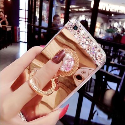 Hộp điện thoại 3D Diamond Bling, điện thoại Mirror của Apple Hộp bảo vệ bằng tay giữ ngón tay